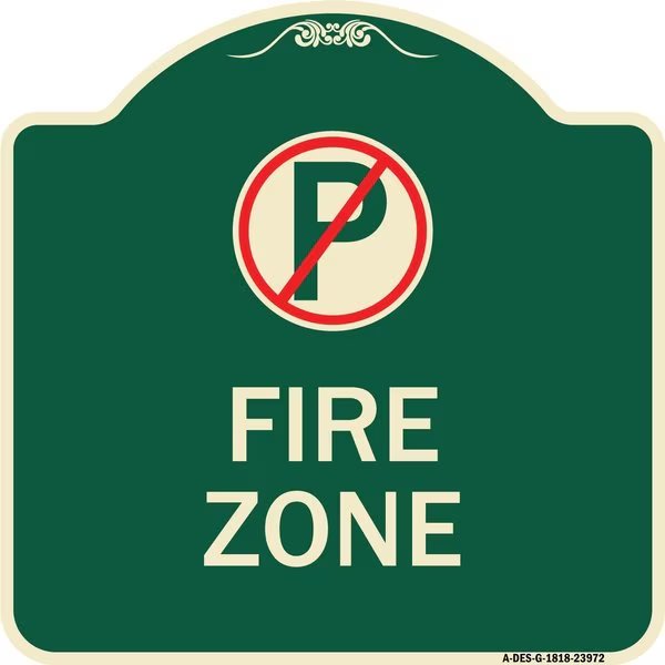 Fire Zone No Parking Symbol Heavy-Gauge Aluminum Architectural Sign, 18